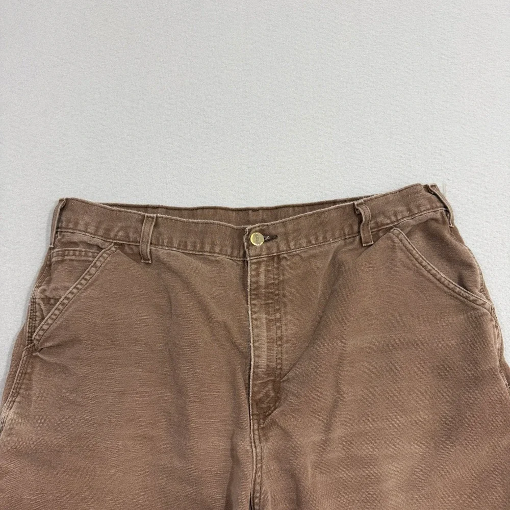 Vintage Carhartt Carpenter Shorts Men's 38 Brown Canvas 9